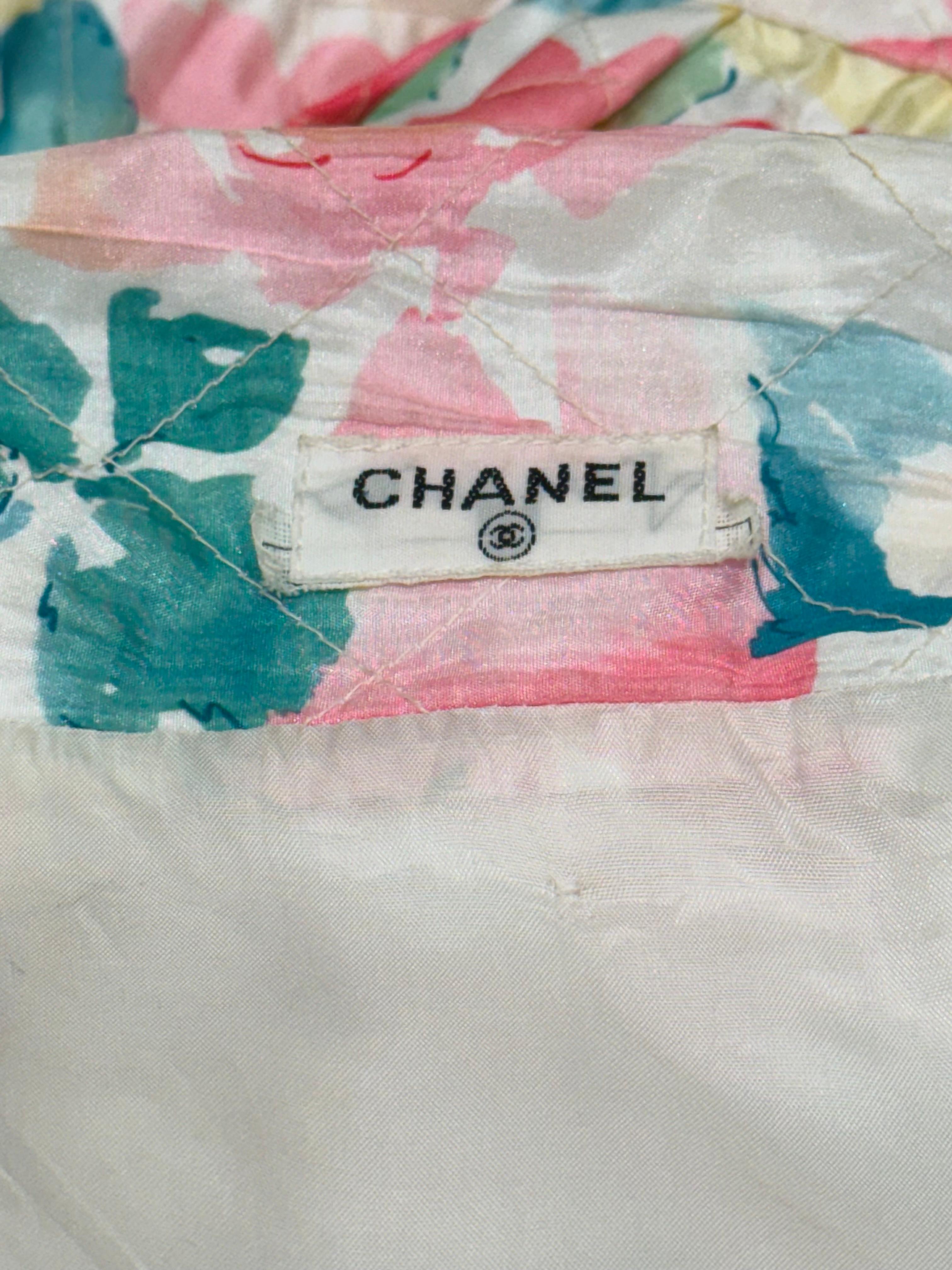 Rare Chanel Cruise 1995 runway flowers print coat one size 4