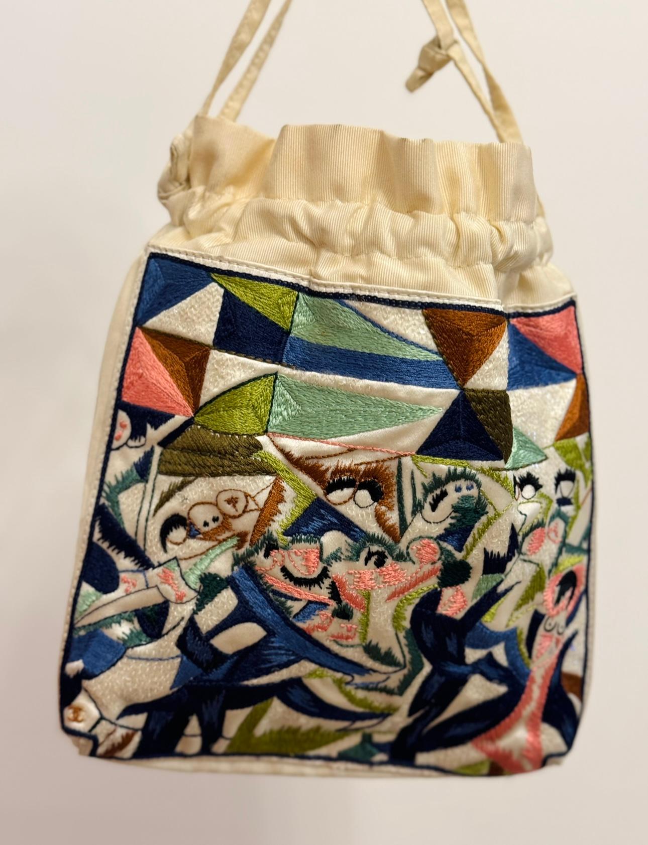 Rare Chanel Cruise 2012 Cap Eden Roc collection sample embroidery bucket bag For Sale 1