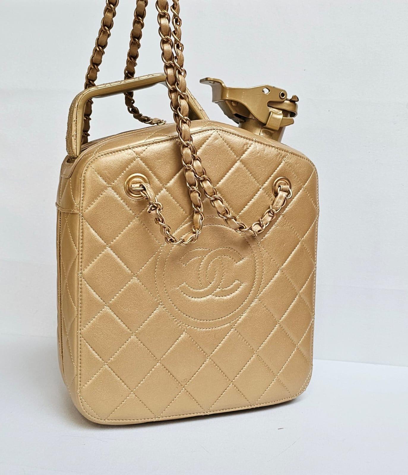 Rare Chanel Cruise 2015 Gold Night Gas Tank Jerry Can Accessory Bag For Sale 7