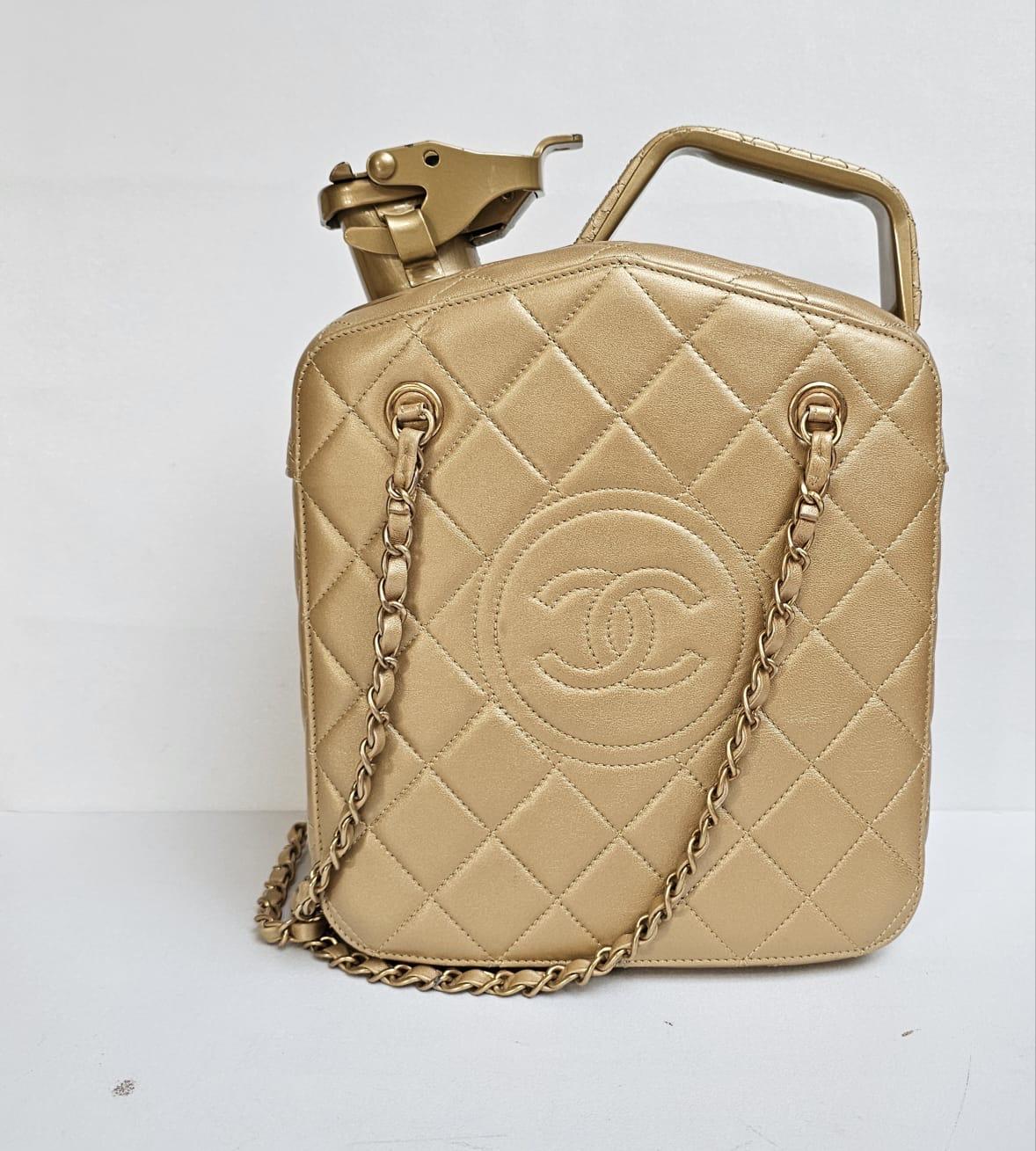 Rare Chanel Cruise 2015 Gold Night Gas Tank Jerry Can Accessory Bag For Sale 9