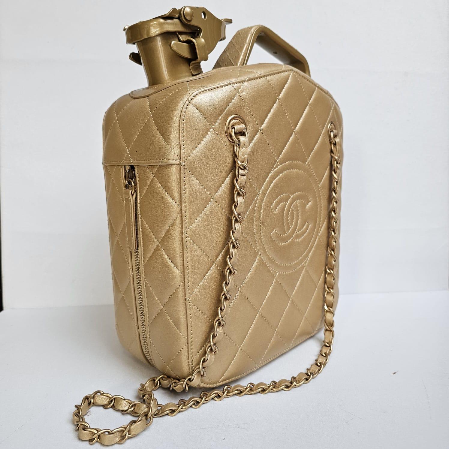 Rare Chanel Cruise 2015 Gold Night Gas Tank Jerry Can Accessory Bag For Sale 11