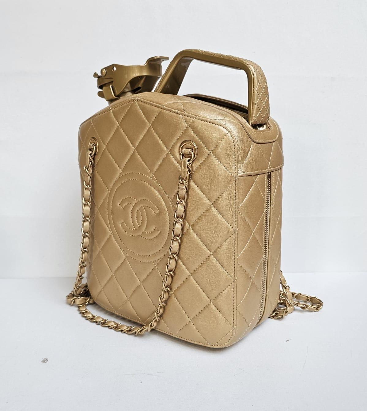 Rare Chanel Cruise 2015 Gold Night Gas Tank Jerry Can Accessory Bag For Sale 2