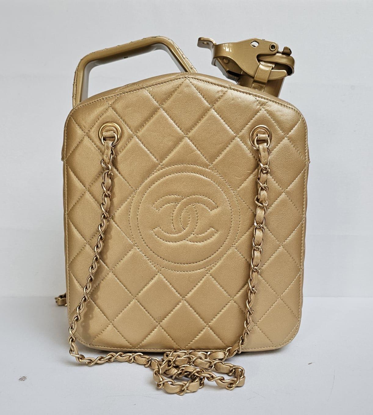 Rare Chanel Cruise 2015 Gold Night Gas Tank Jerry Can Accessory Bag For Sale 3