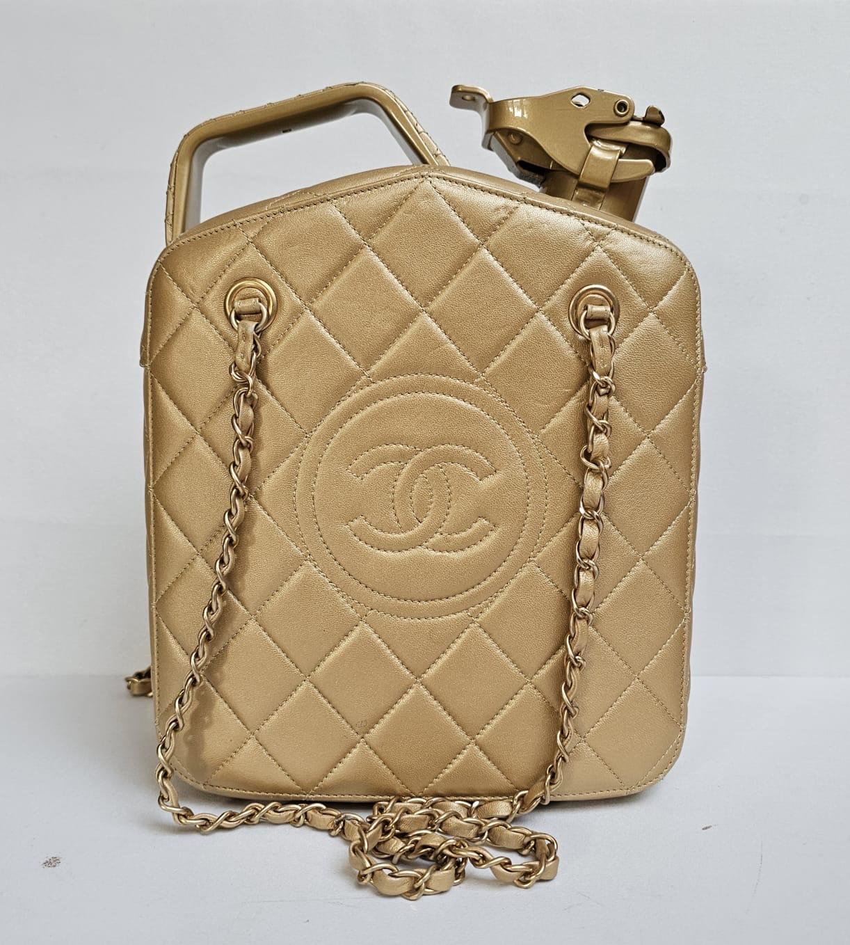 Rare Chanel Cruise 2015 Gold Night Gas Tank Jerry Can Accessory Bag For Sale 2