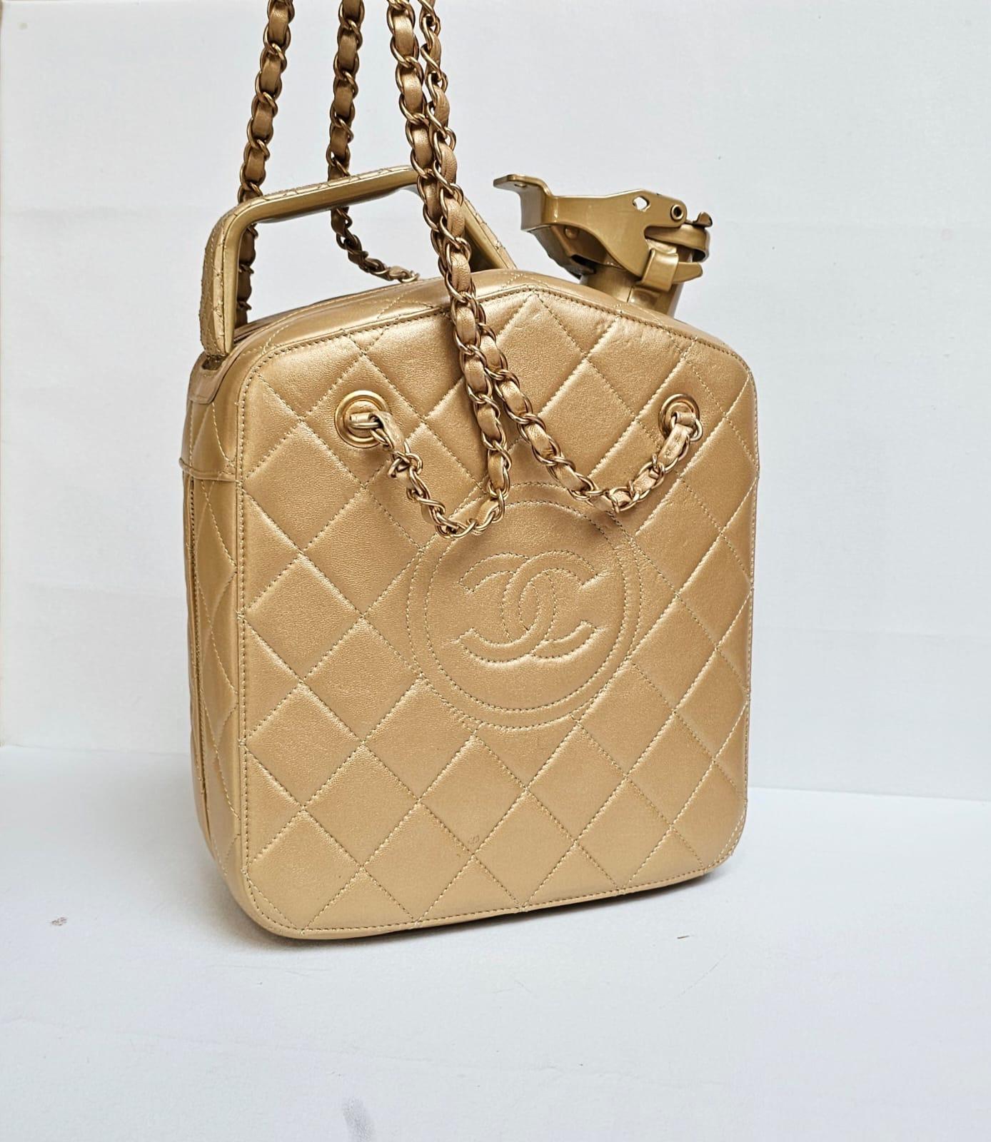 Rare Chanel Cruise 2015 Gold Night Gas Tank Jerry Can Accessory Bag For Sale 3