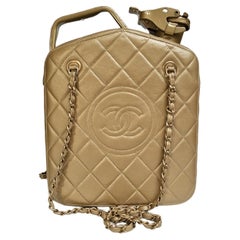 Used Rare Chanel Cruise 2015 Gold Night Gas Tank Jerry Can Accessory Bag
