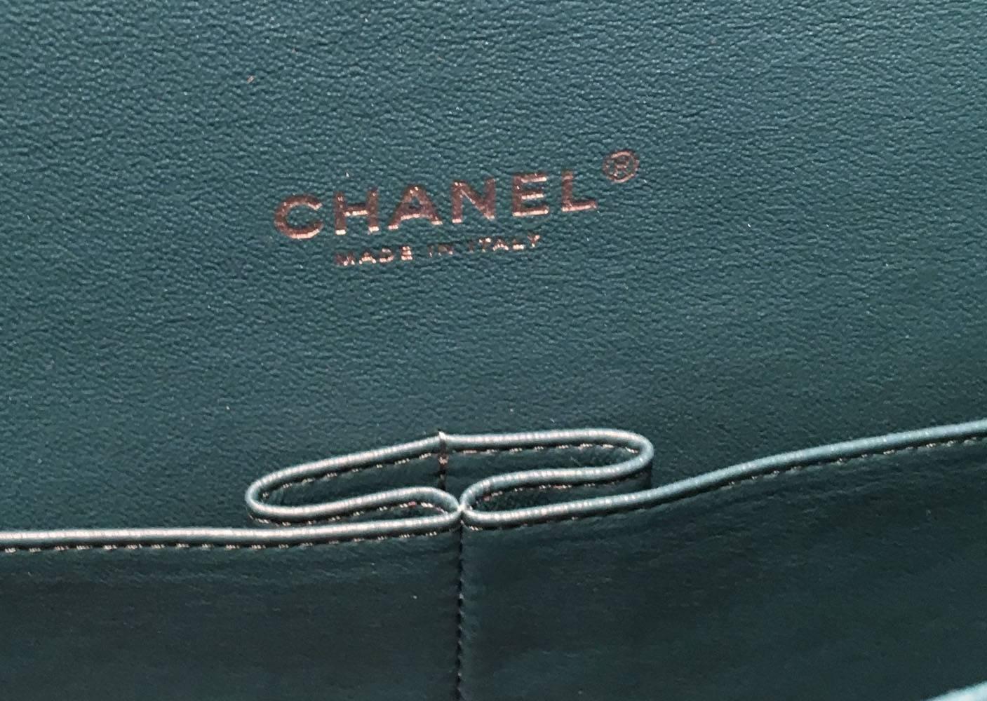 Chanel Dark Teal Quilted Leather 2.55 Maxi Double Flap Classic Shoulder Bag 3