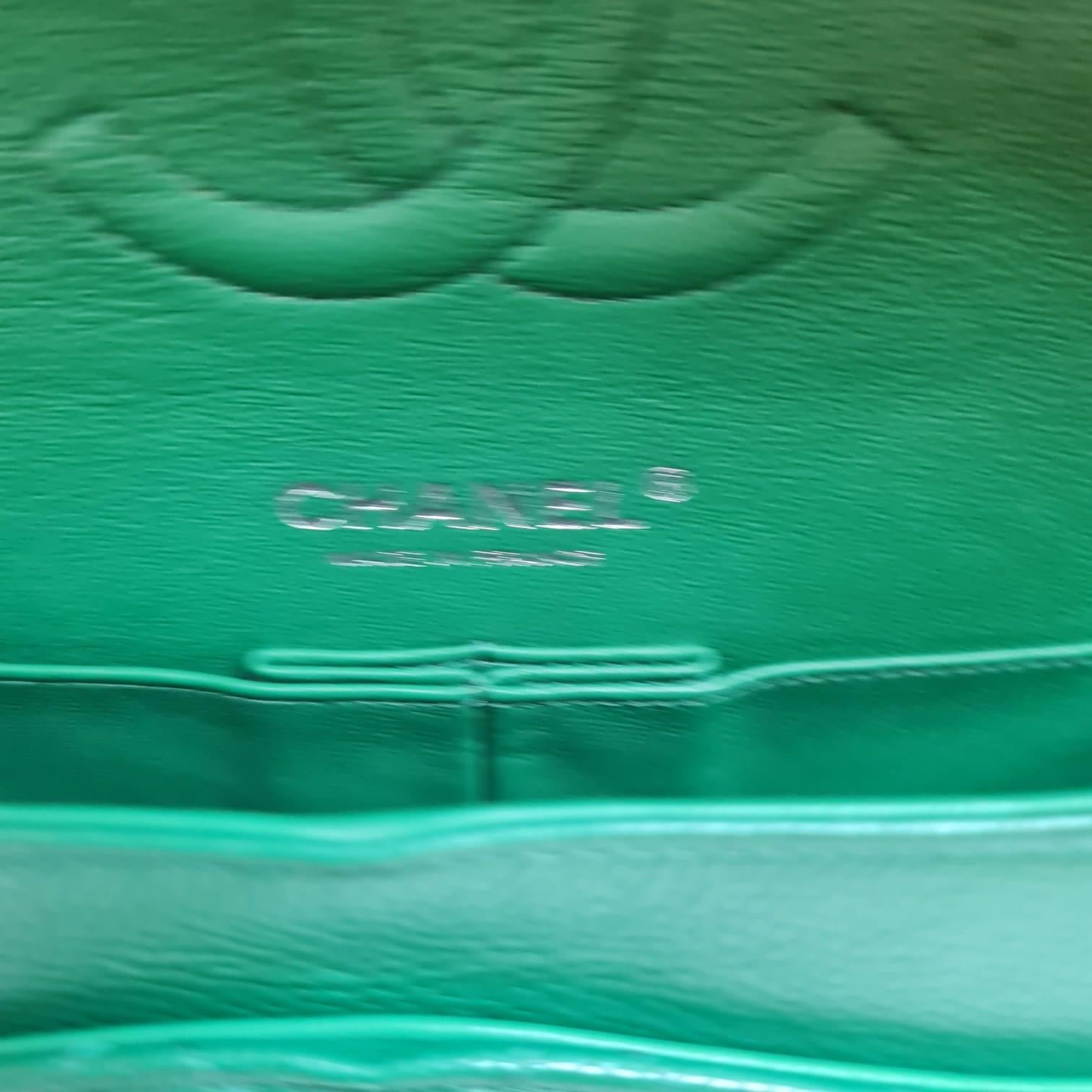 Rare Chanel Emerald Green Caviar Quilted Classic Medium Double Flap Bag RHW 1