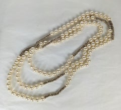 Rare Chanel Endless Pearl and Crystal Rondel Necklace