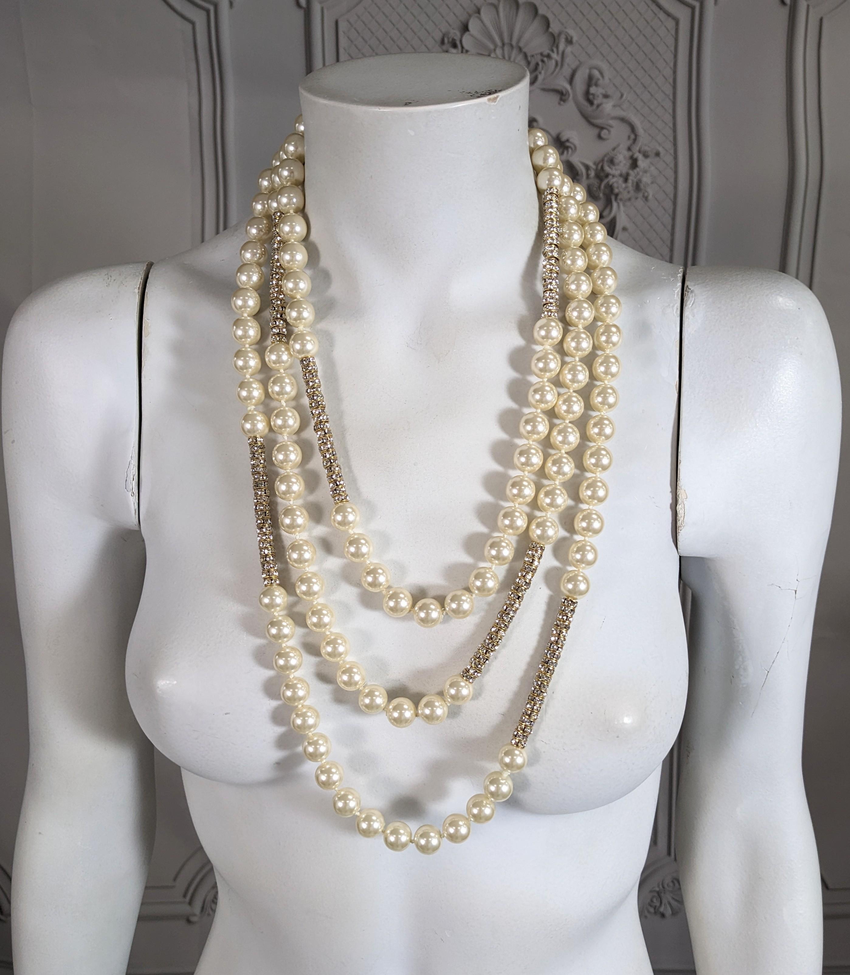 Rare Chanel Endless Pearl and Crystal Rondel Necklace For Sale 1