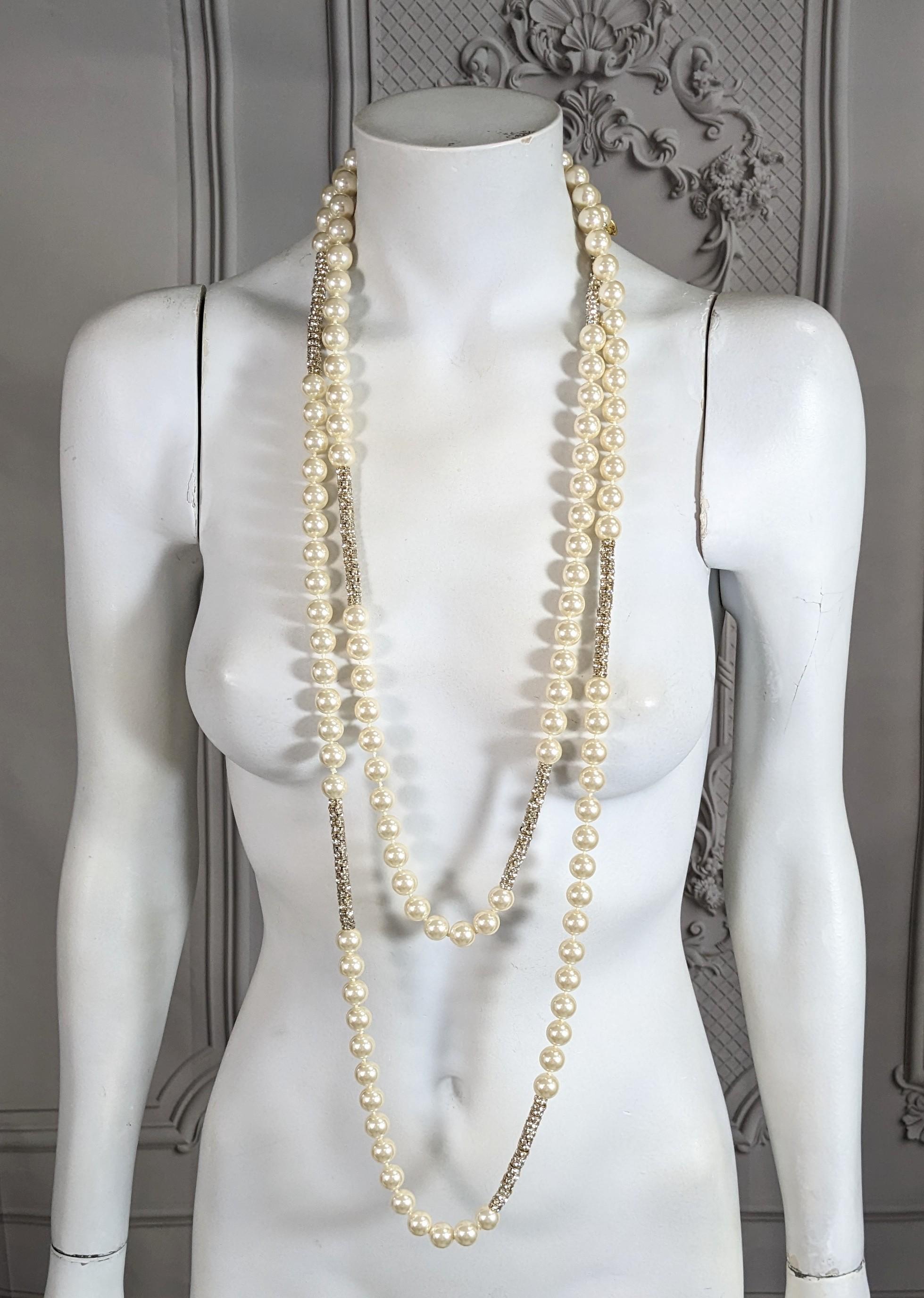 Rare Chanel Endless Pearl and Crystal Rondel Necklace For Sale 2