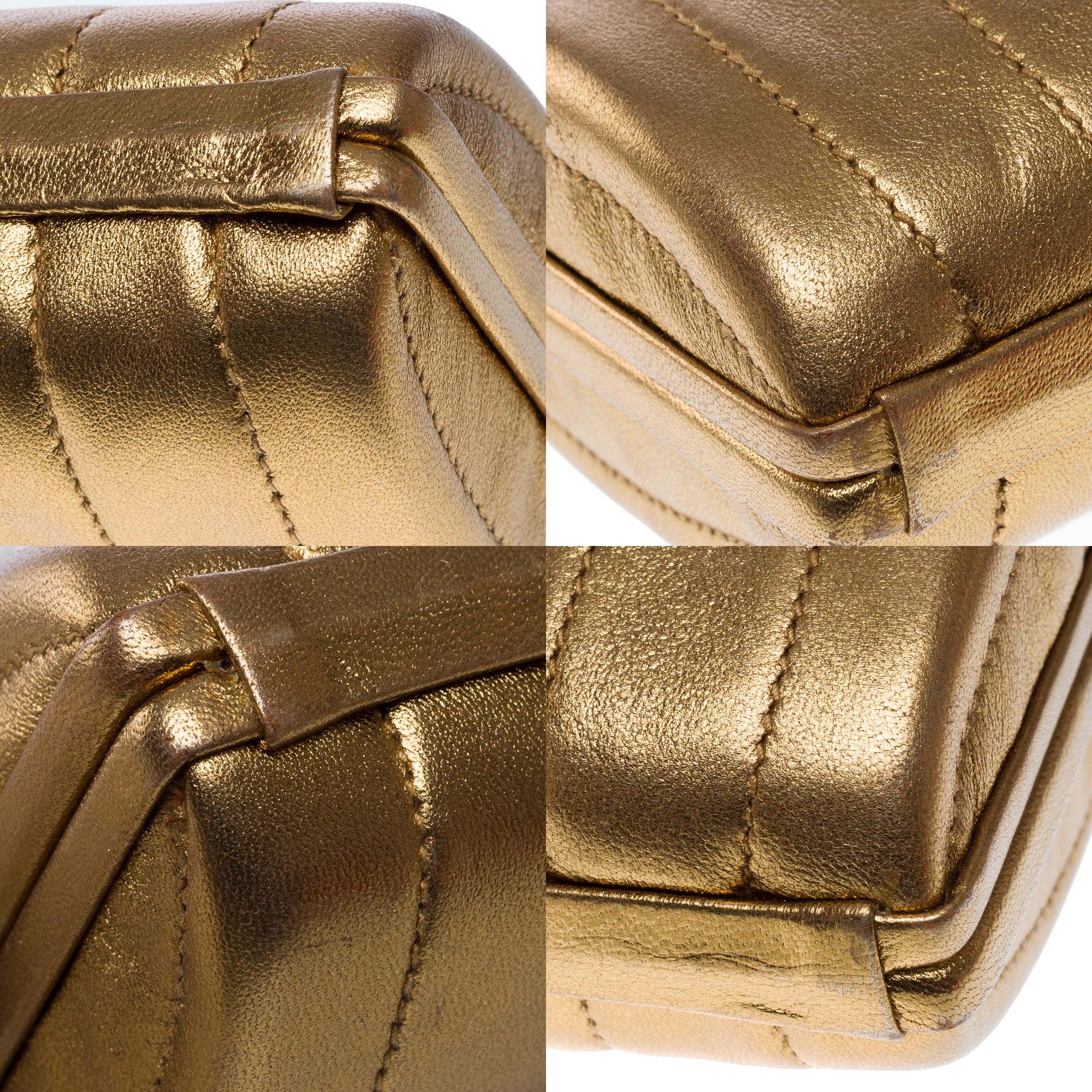 Rare Chanel Evening bag in metallic gold quilted lambskin, GHW 6