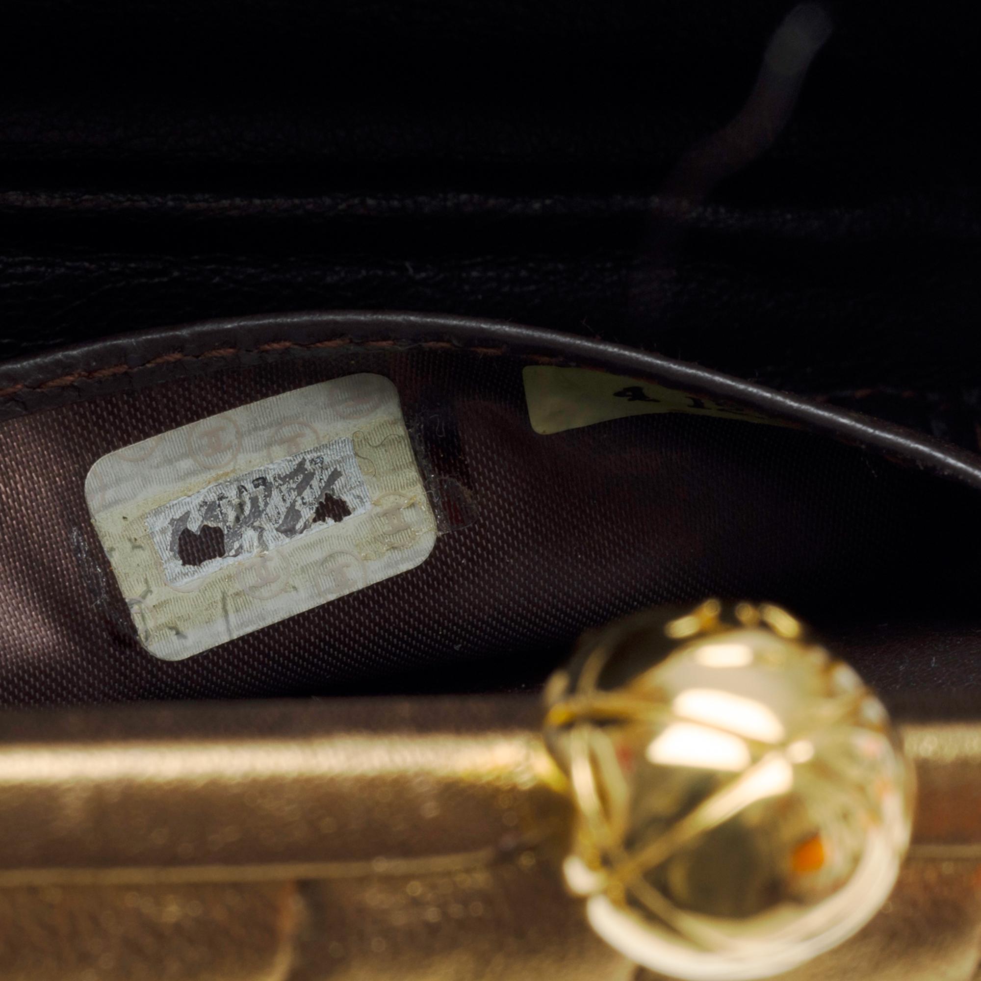 Rare Chanel Evening bag in metallic gold quilted lambskin, GHW 2