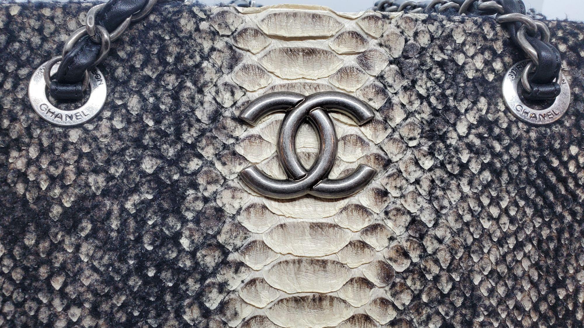 Rare CHANEL Exotic Python Chained Shoulder Bag 3
