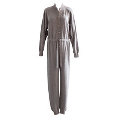 Vintage Rare Chanel F/W 1991 Grey White Pearl CC Cashmere Linda 91A Jumpsuit