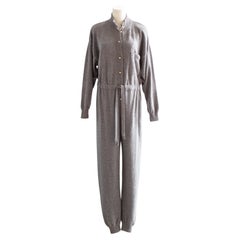 Vintage Rare Chanel F/W 1991 Grey White Pearl CC Cashmere Linda 91A Jumpsuit