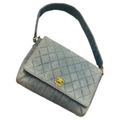 Rare Chanel F/W 1991 Hip Hop Collection denim quilted single flap bag