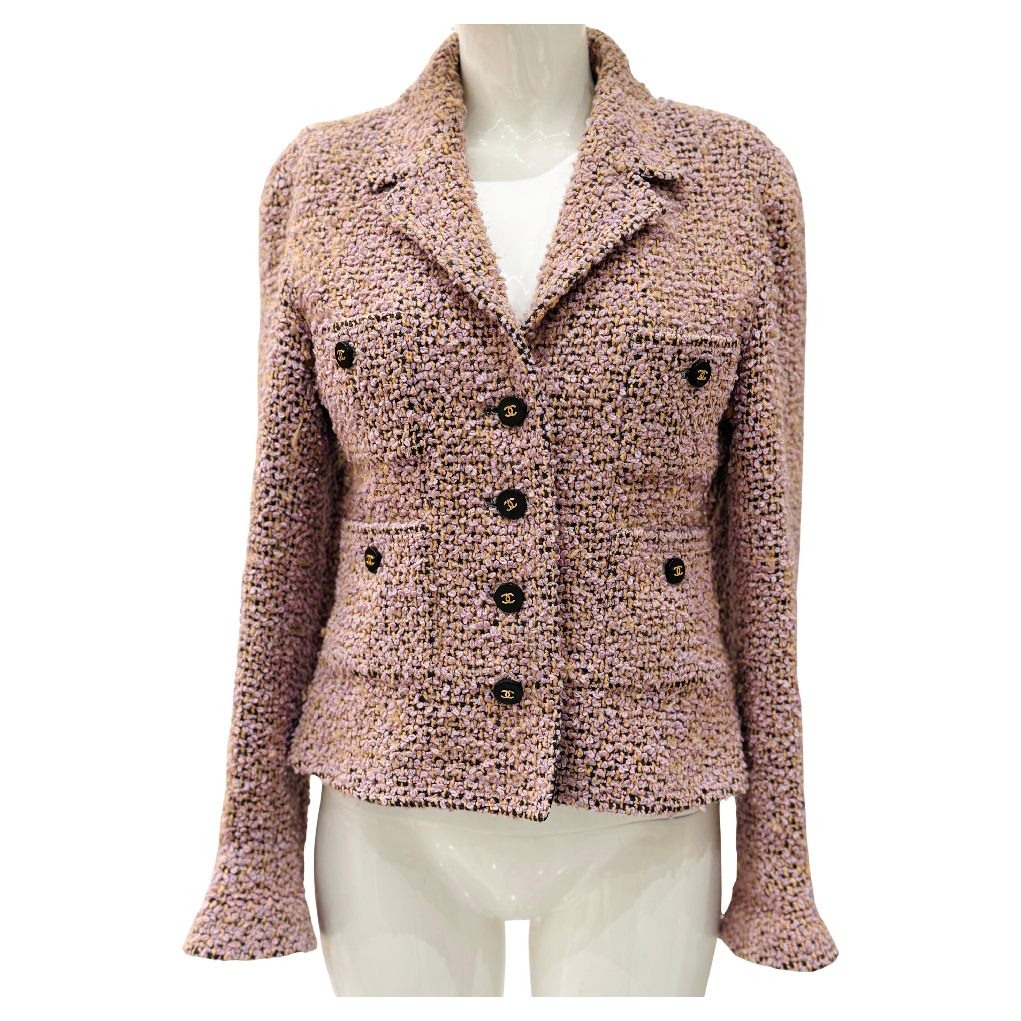 Rara Chaqueta de Pasarela Chanel FW 1994 tweed fantasía lila en venta