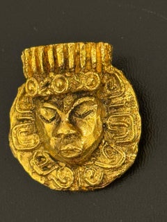 Rare Chanel Gabrielle era 1970’s Aztec Sun God Brooch