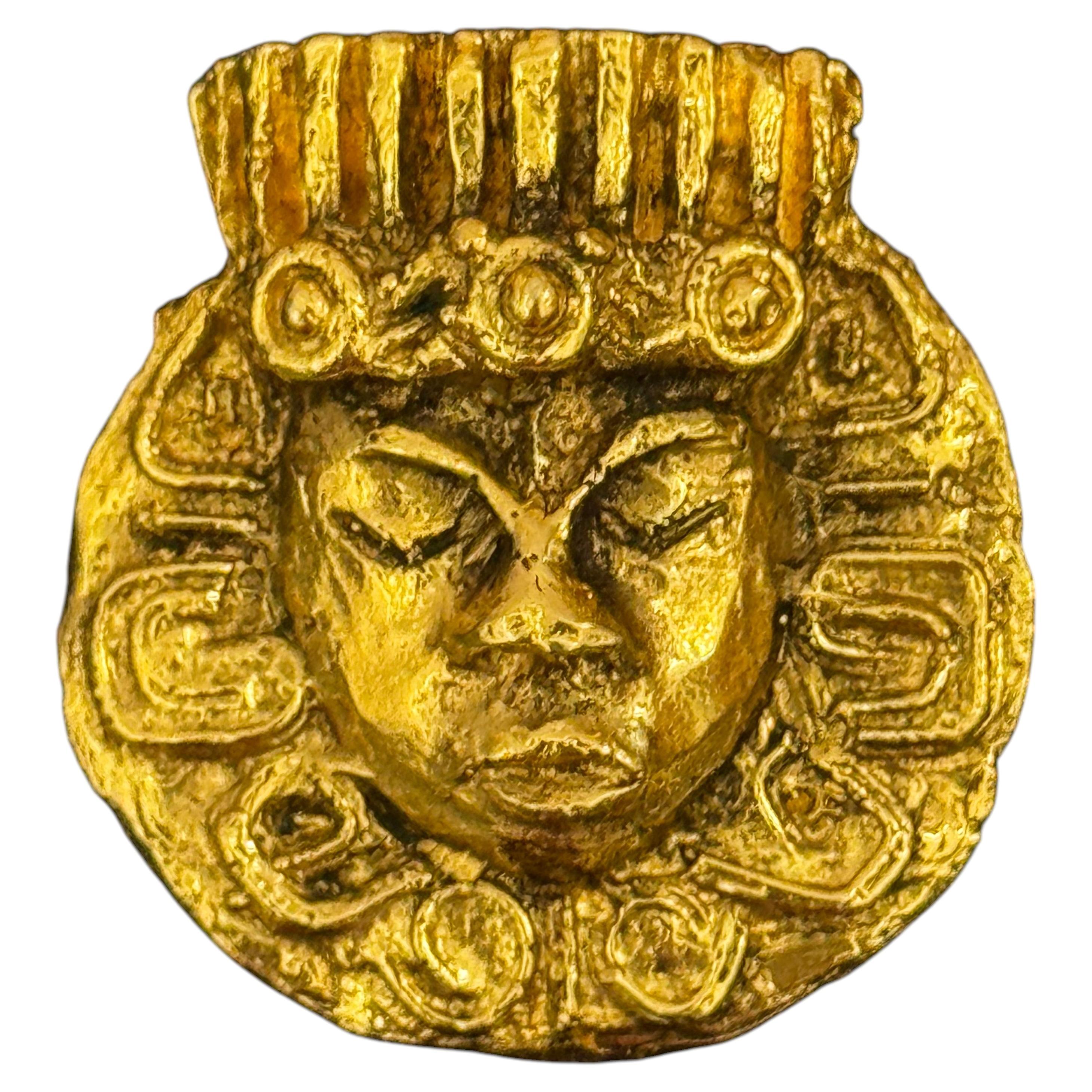 Rare Chanel Gabrielle era 1970’s Aztec Sun God Brooch