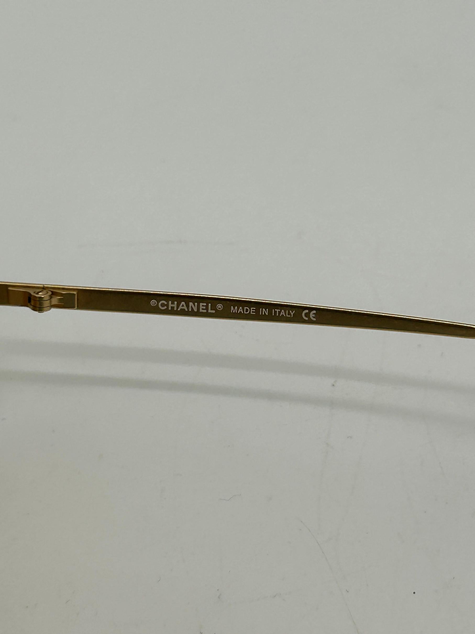 RARE Chanel Gold Floating Frame Tan Mirror Lens Sunglasses c 2000s en venta 6