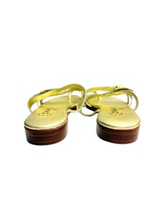 Rare Chanel gold metallic lambskin CC turnlock sandals