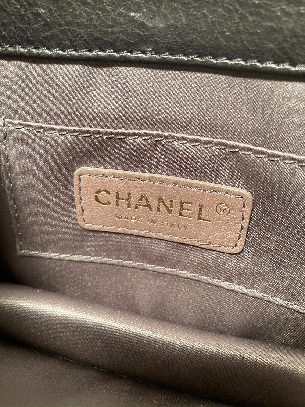 RARE Chanel Gripoix Beaded Black Leather Chain Trim Classic Flap Bag 6