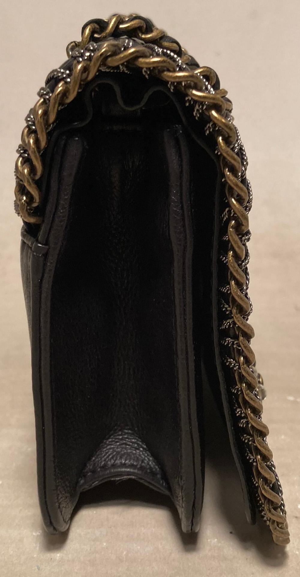 Women's RARE Chanel Gripoix Beaded Black Leather Chain Trim Classic Flap Bag