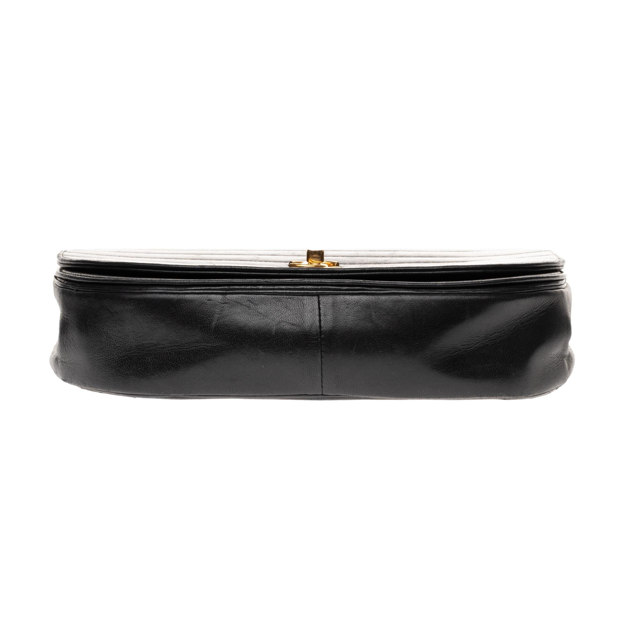 Rare Chanel handbag in waved black lambskin and gold hardware 6