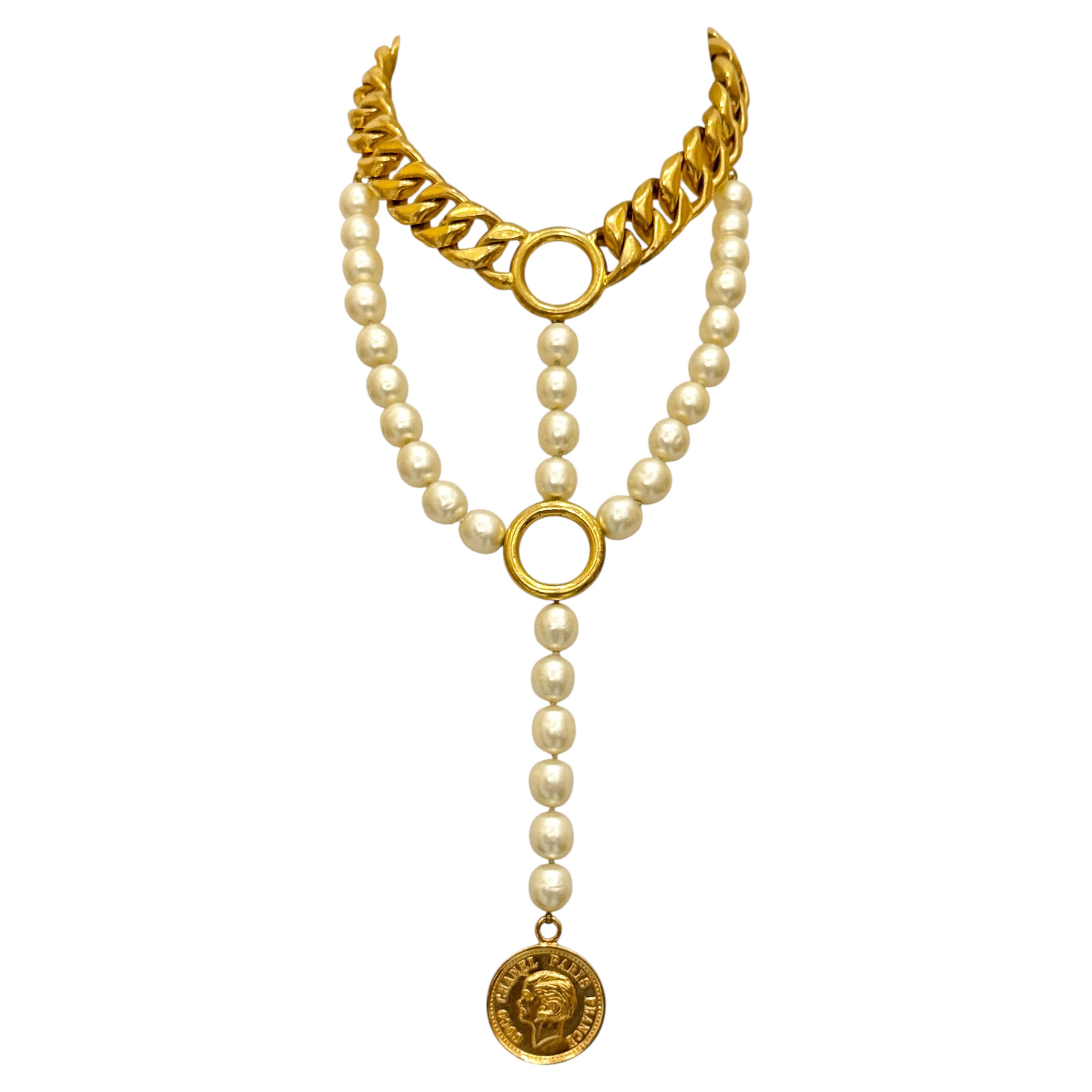 Rare Chanel Haute Couture 1984 by Karl Lagerfeld choker bib pearl necklace