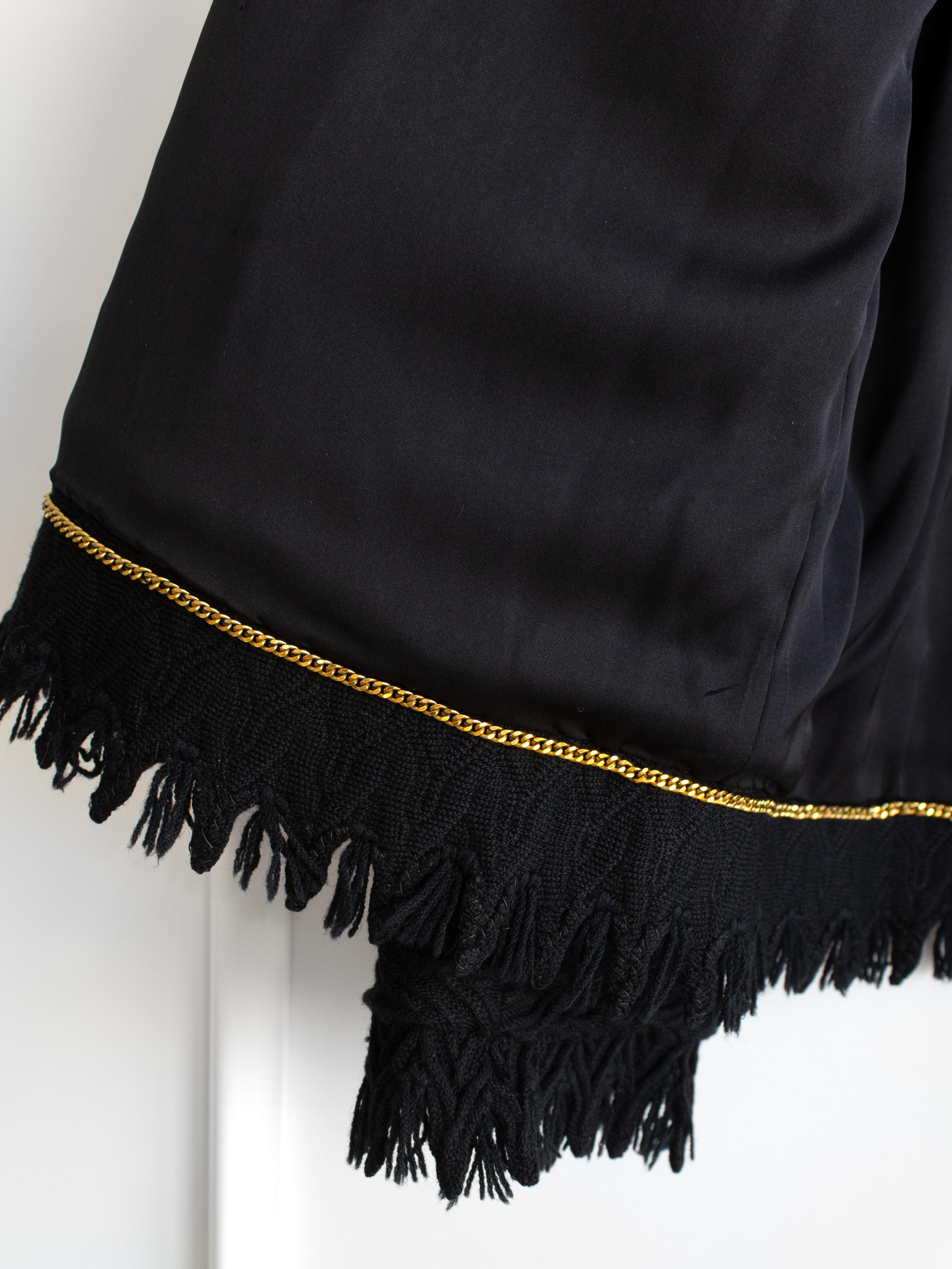 Rare Chanel Haute Couture F/W 1970 Jackie Black Gold CC Fringe LBJ Tweed Jacket For Sale 10