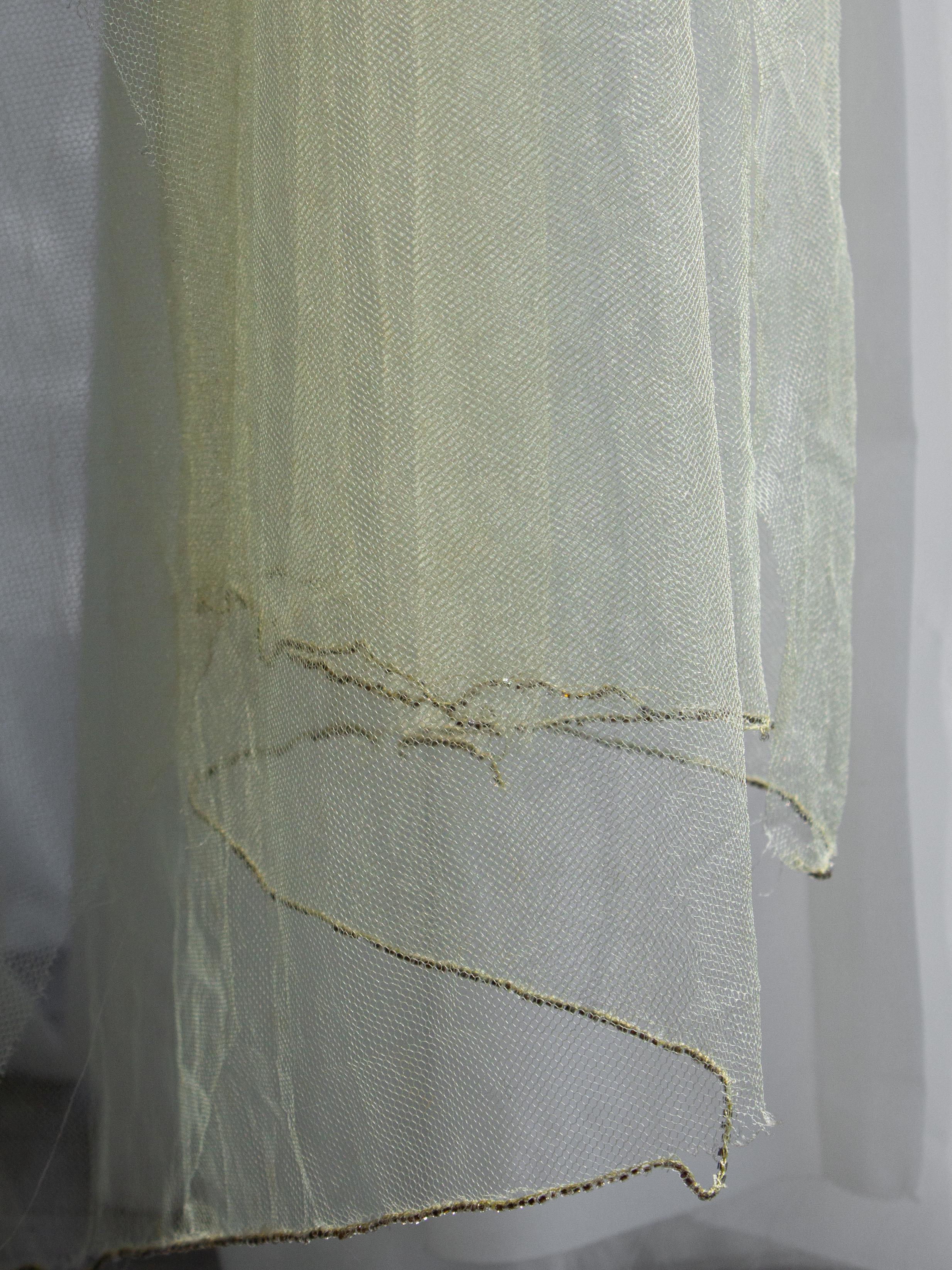 Rare Chanel Haute Couture F/W 1995 Green Bianchini Silk Lesage Beaded Dress en vente 9