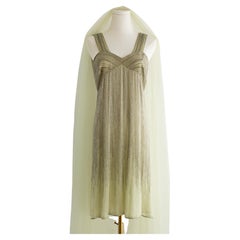 Rare Chanel Haute Couture F/W 1995 Green Bianchini Silk Lesage Beaded Dress