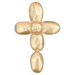 Rare Chanel Haute Couture S/S 1992 runway Massive Gripoix pearl Cross Pendant