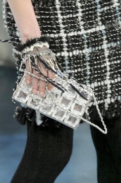 Rare Chanel Ice Cube Minaudière Clear Plexiglass Silver Clutch Bag