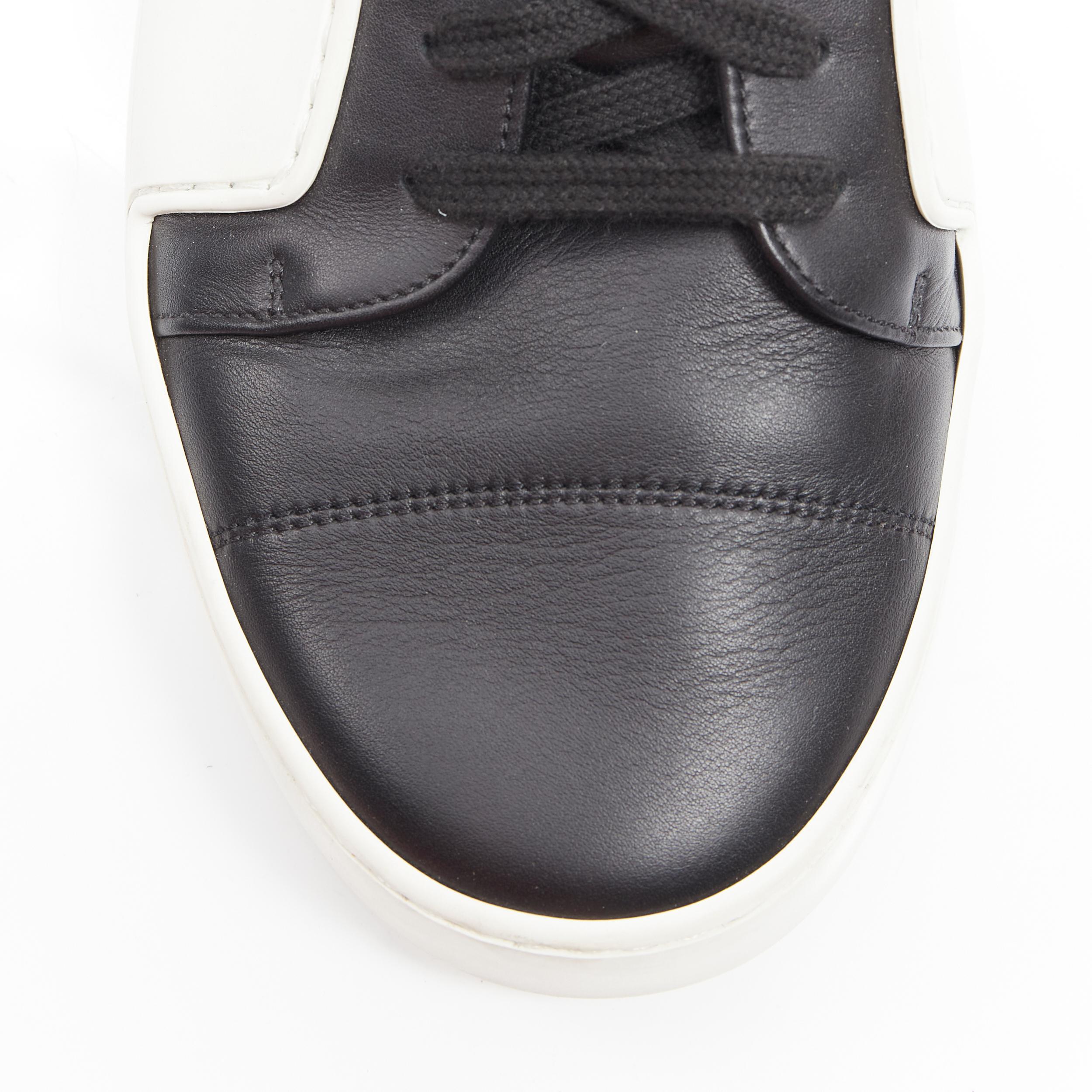 Men's rare CHANEL interlocking CC white rubber black leather low top sneaker EU43