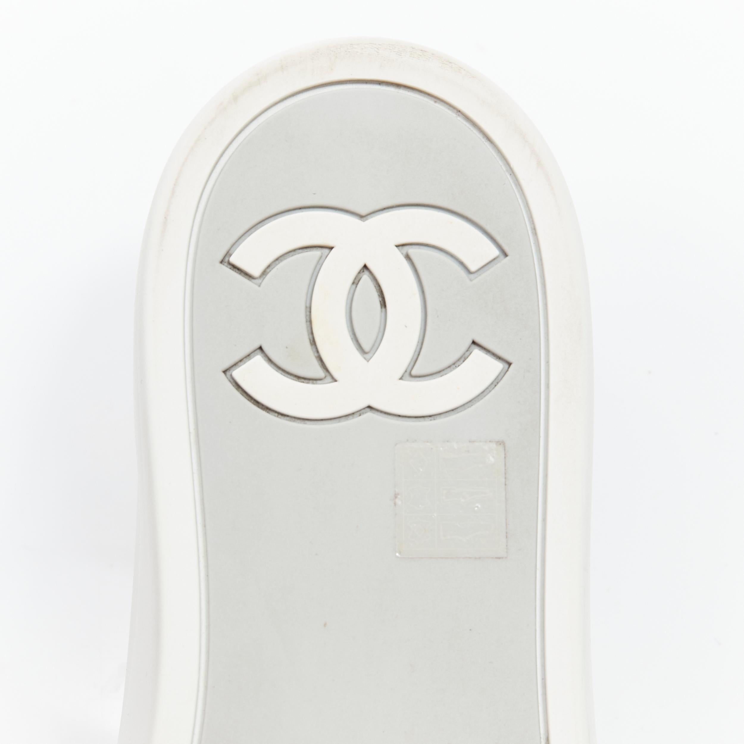 rare CHANEL interlocking CC white rubber metallic silver low top sneaker EU43 4