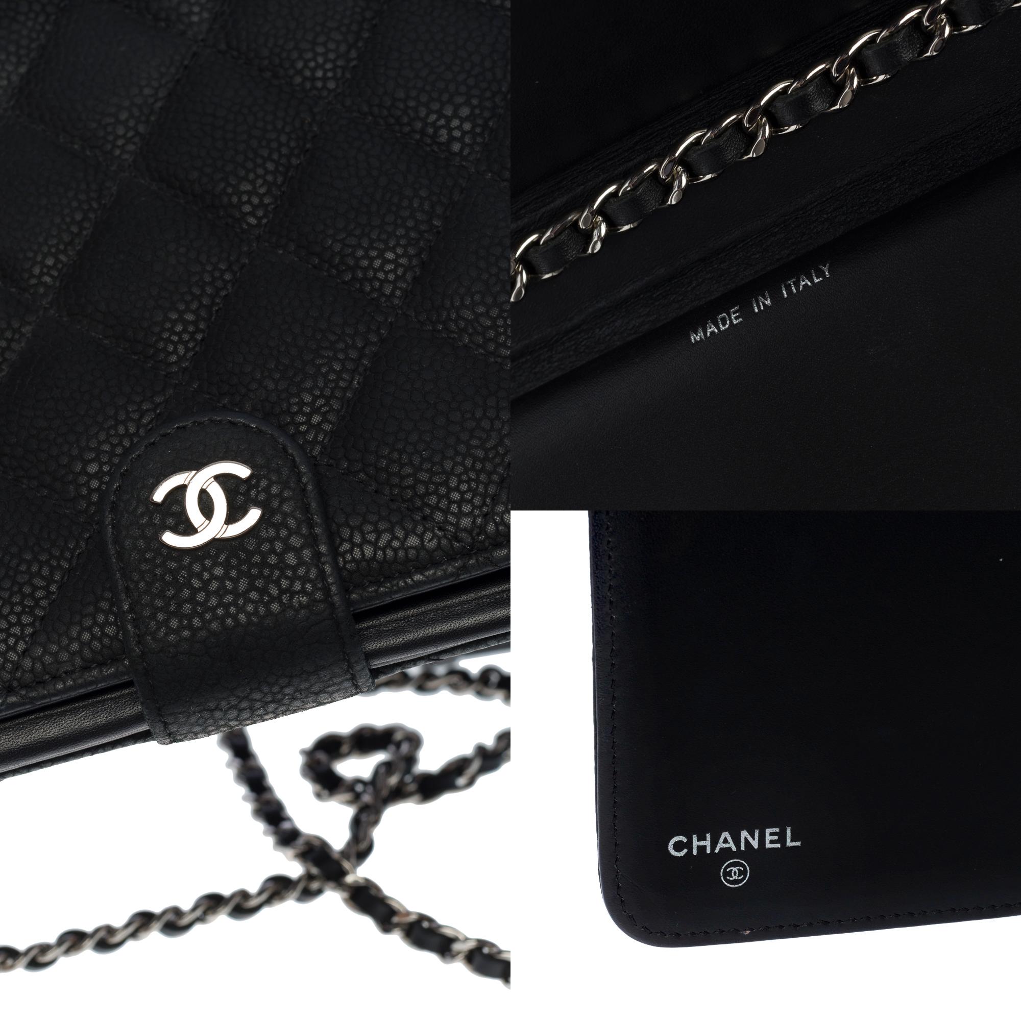 Black Rare Chanel Ipad/Tablet pouch in black mattified caviar leather, SHW