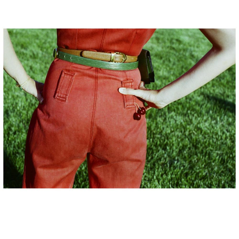 Rare! CHANEL & Karl Lagerfeld 01P Spring/Summer RTW 2001 red Denim Jumpsuit  1