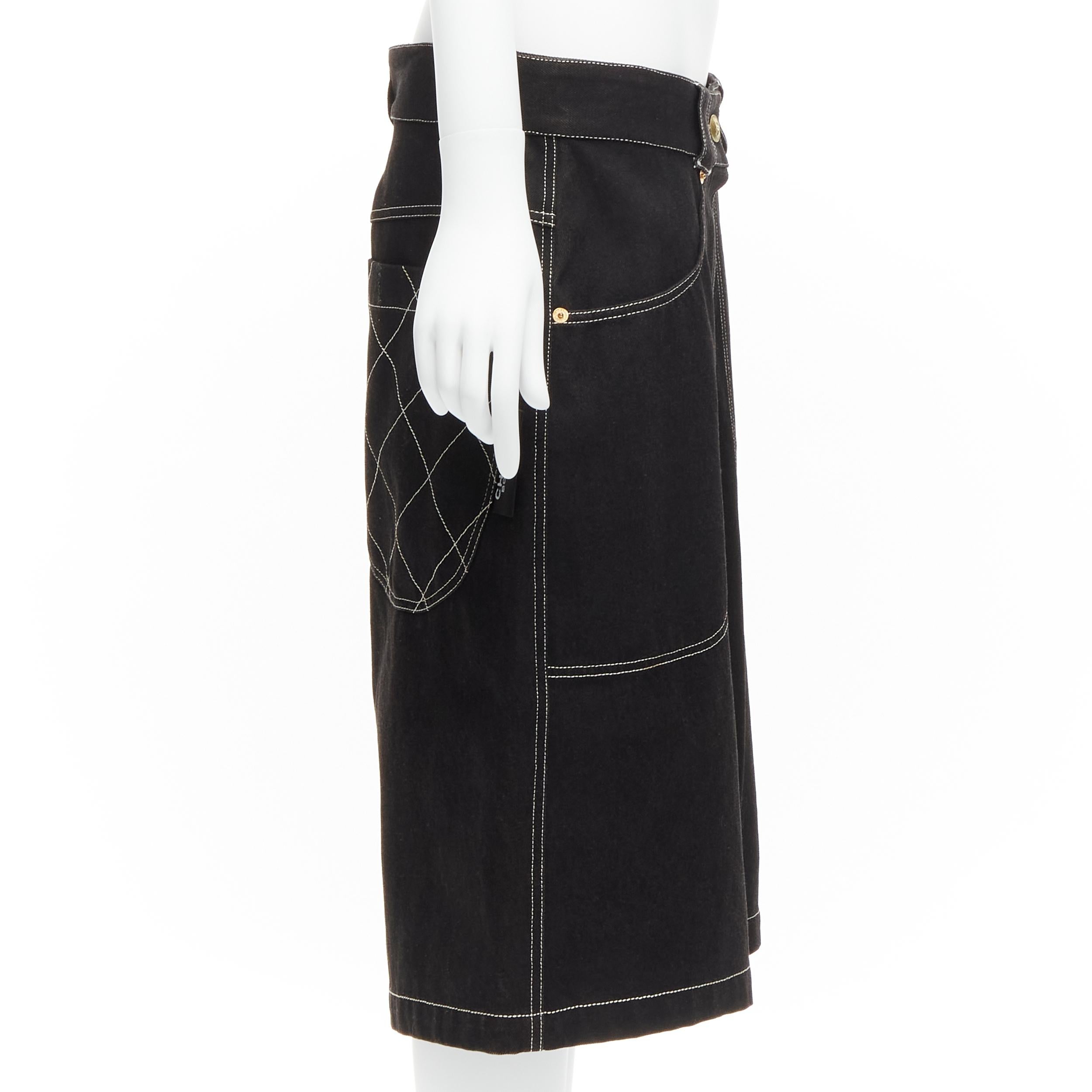 Women's rare CHANEL Karl Lagerfeld 1994 Vintage Runway logo oversized denim shorts FR34