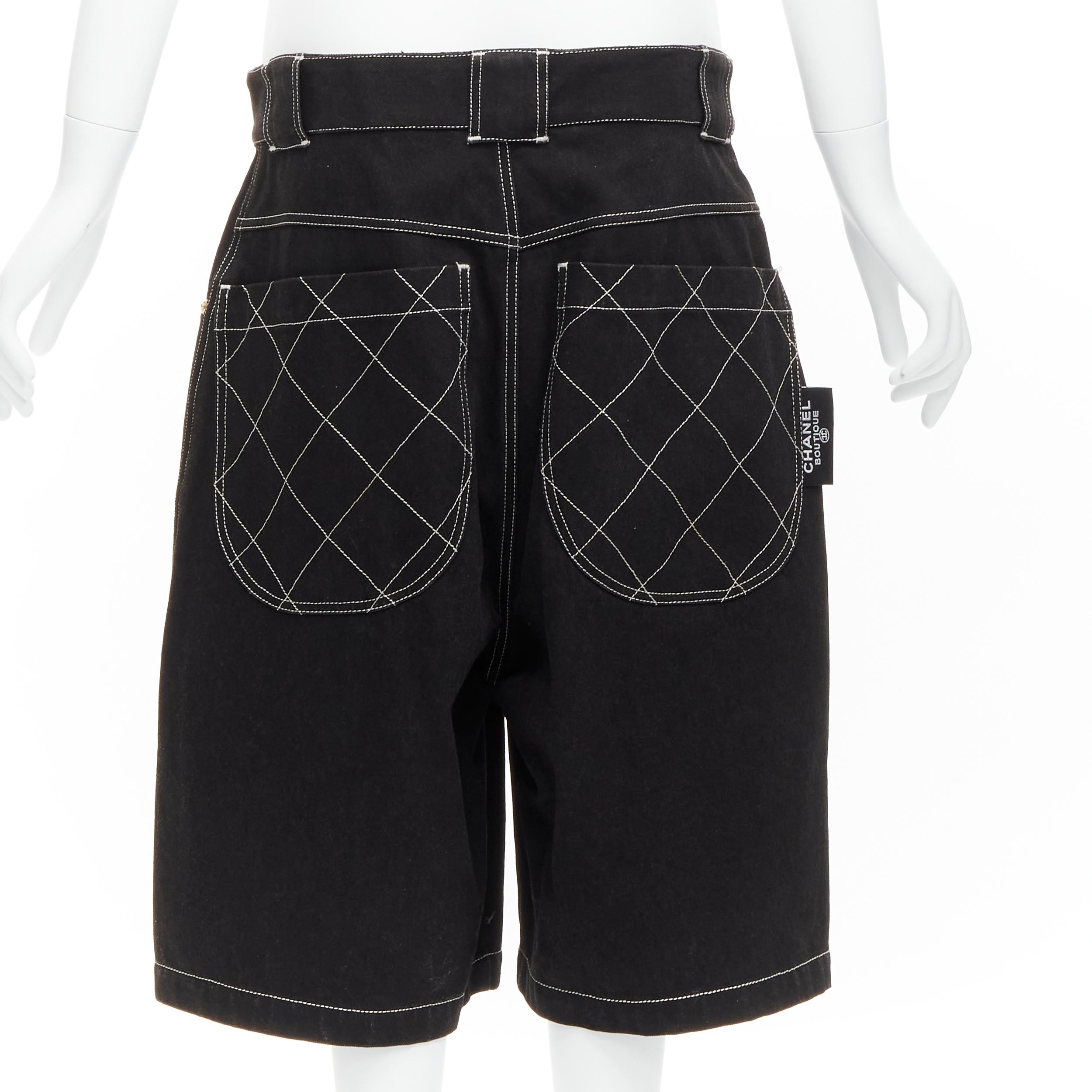 rare CHANEL Karl Lagerfeld 1994 Vintage Runway logo oversized denim shorts FR34 1