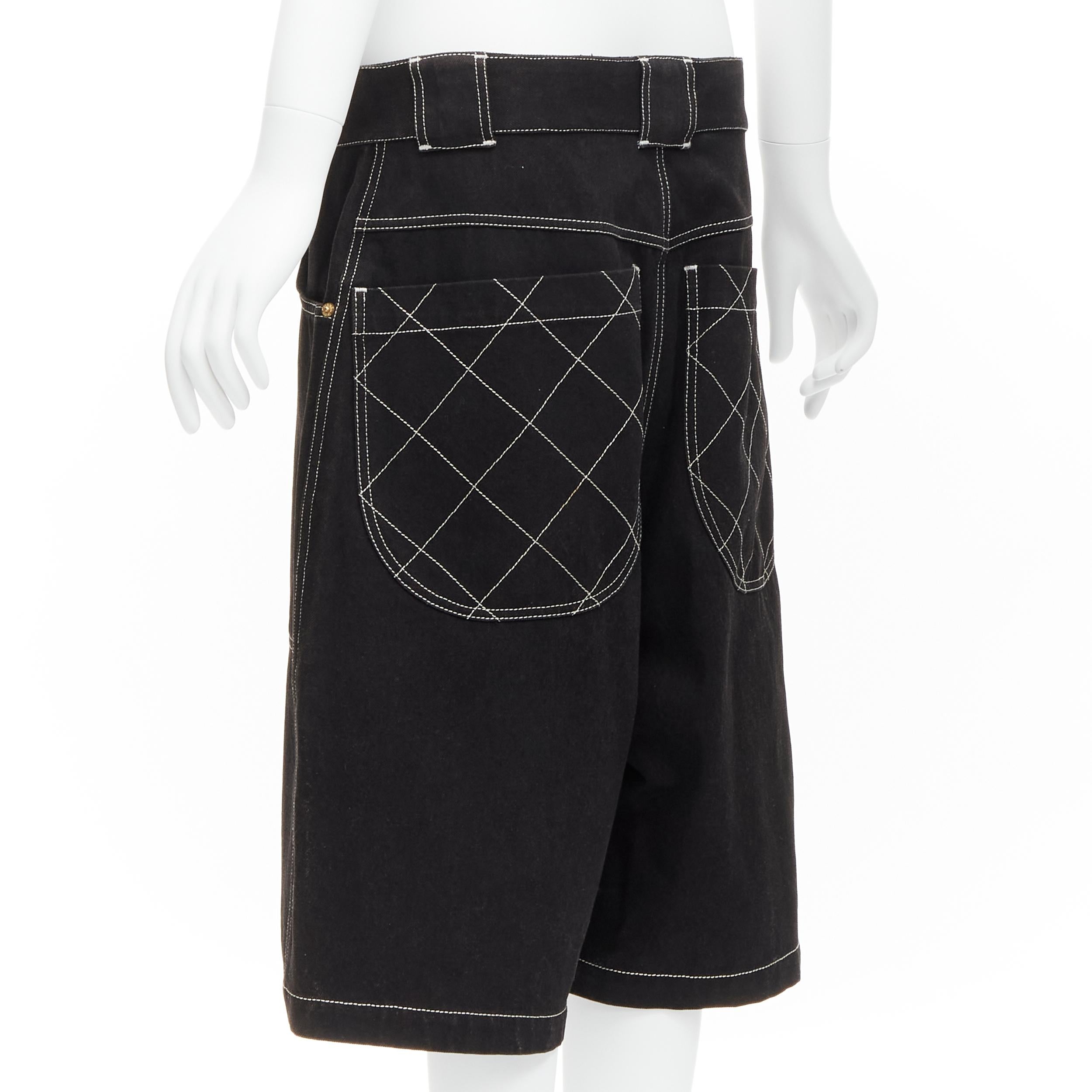 rare CHANEL Karl Lagerfeld 1994 Vintage Runway logo oversized denim shorts FR34 2