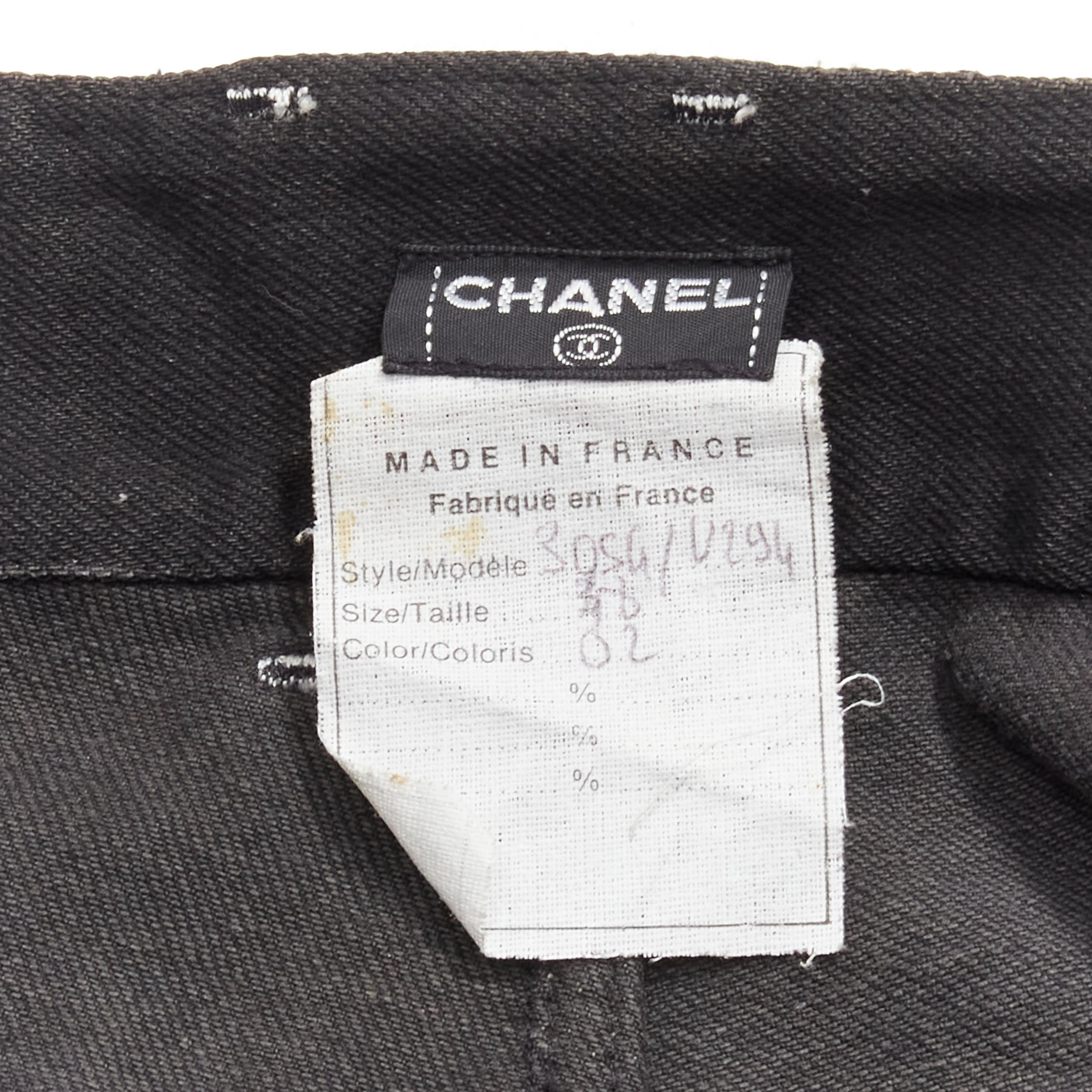 rare CHANEL Karl Lagerfeld 1994 Vintage Runway logo oversized denim shorts FR34 5