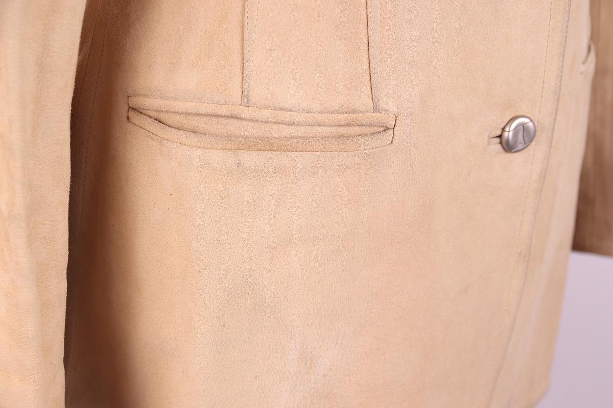 Beige Rare! Chanel & Karl Lagerfeld 98A 1998 Leather Jacket CC logo buttons For Sale