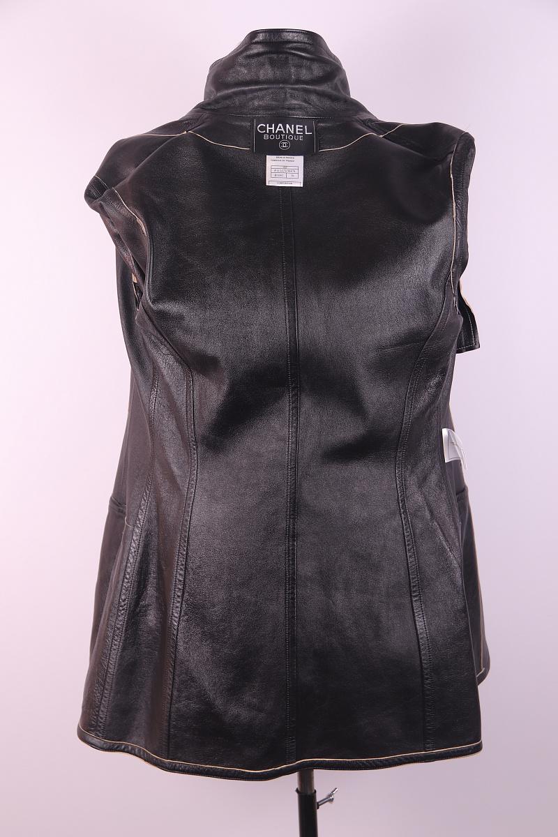 Rare! Chanel & Karl Lagerfeld 98A 1998 Leather Jacket CC logo buttons In Good Condition For Sale In Алматинский Почтамт, KZ