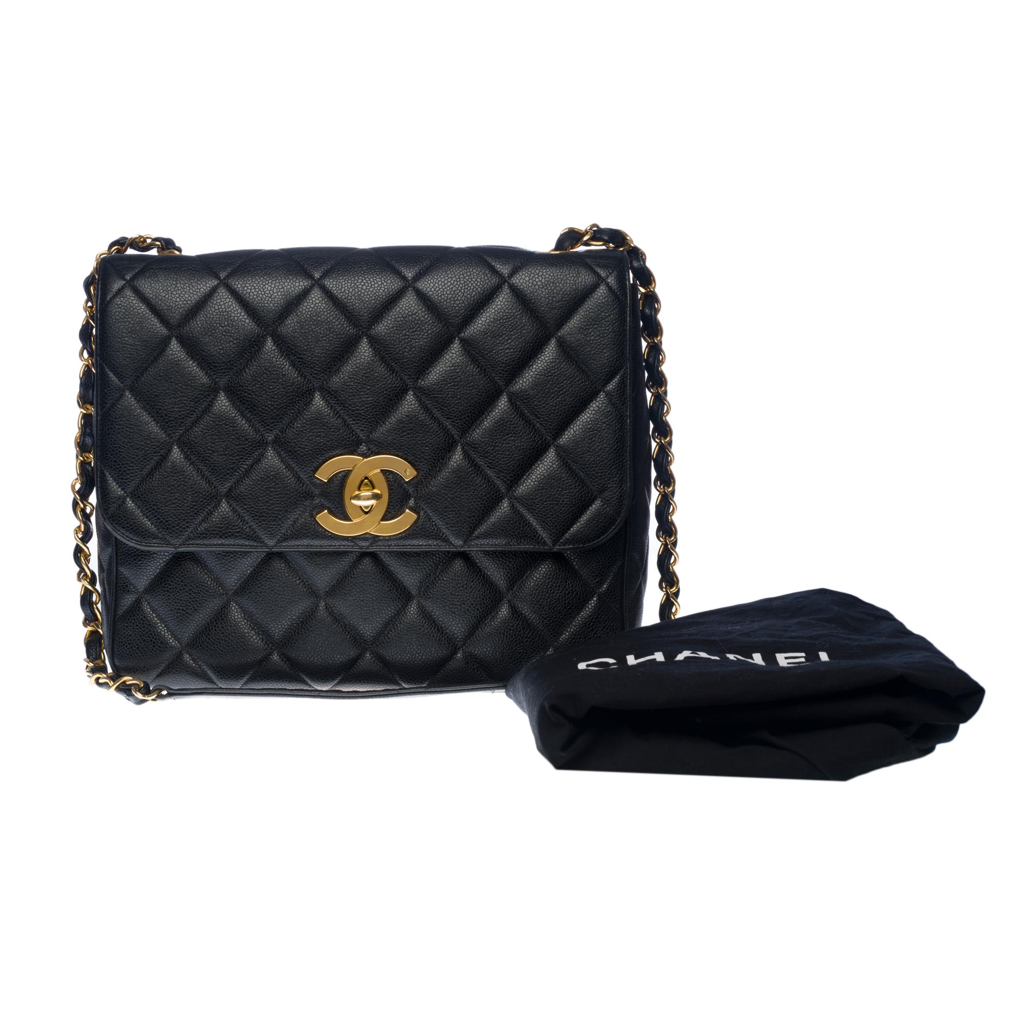 Rare Chanel Maxi shoulder flap bag in black caviar quilted leather, GHW 7