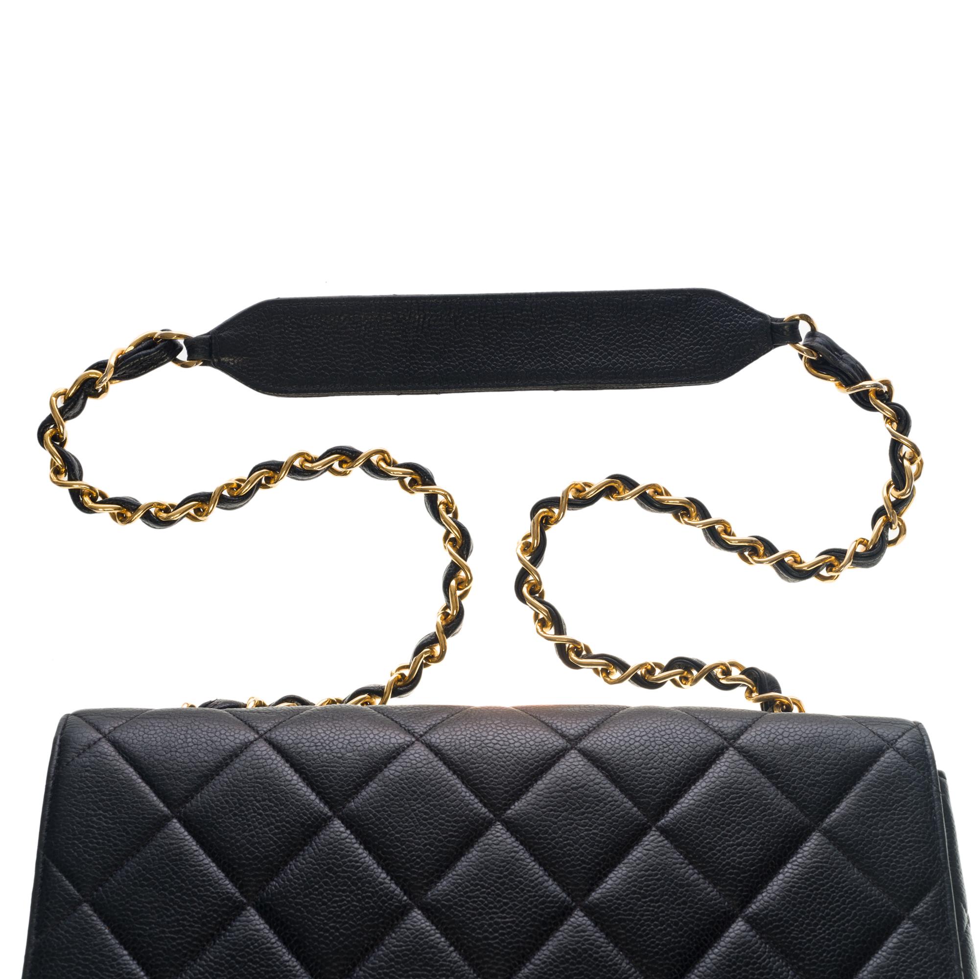 Rare Chanel Maxi shoulder flap bag in black caviar quilted leather, GHW 3