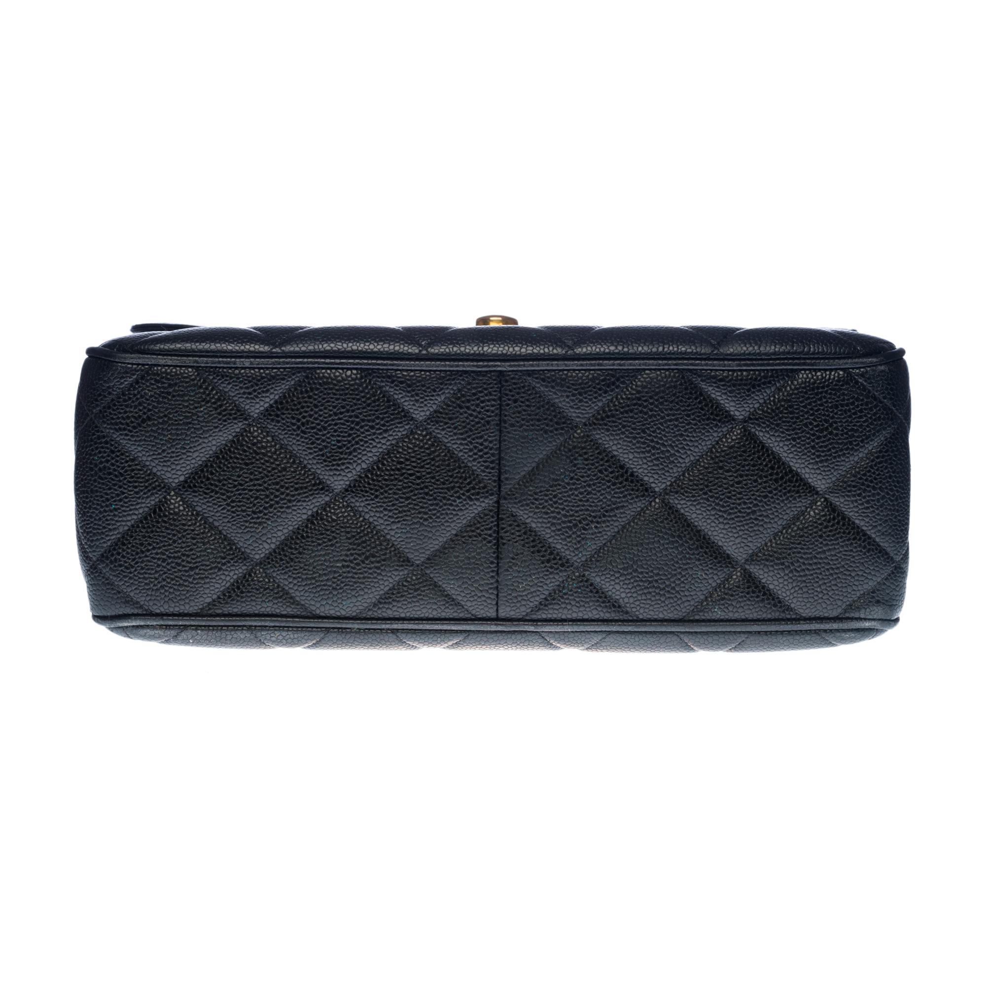 Seltene Chanel Maxi-Schultertasche aus schwarzem Kaviar- gestepptem Leder, GHW 4