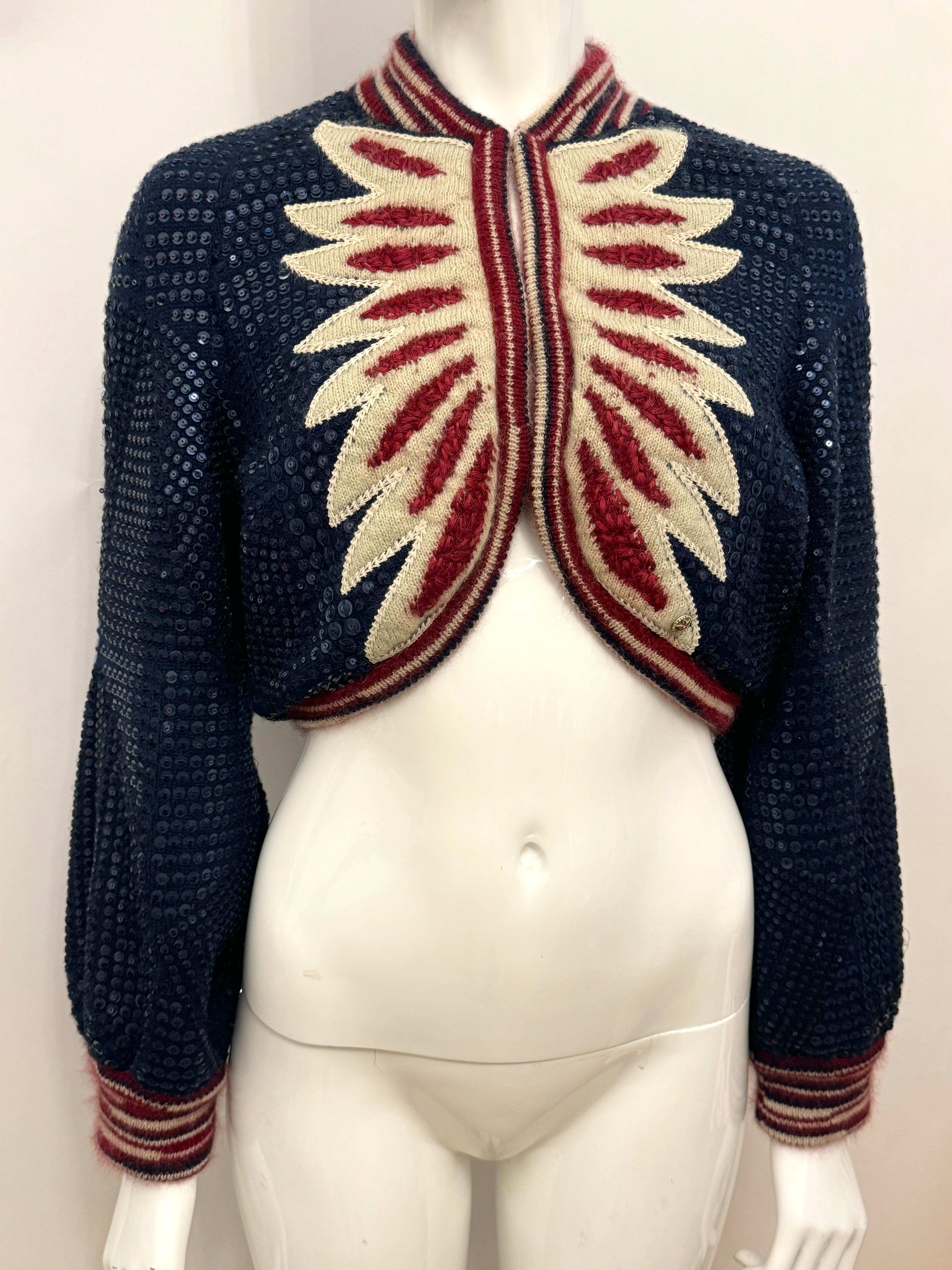 Rara giacca con paillettes Chanel métiers d'art Paris Dallas 2014 in vendita 6