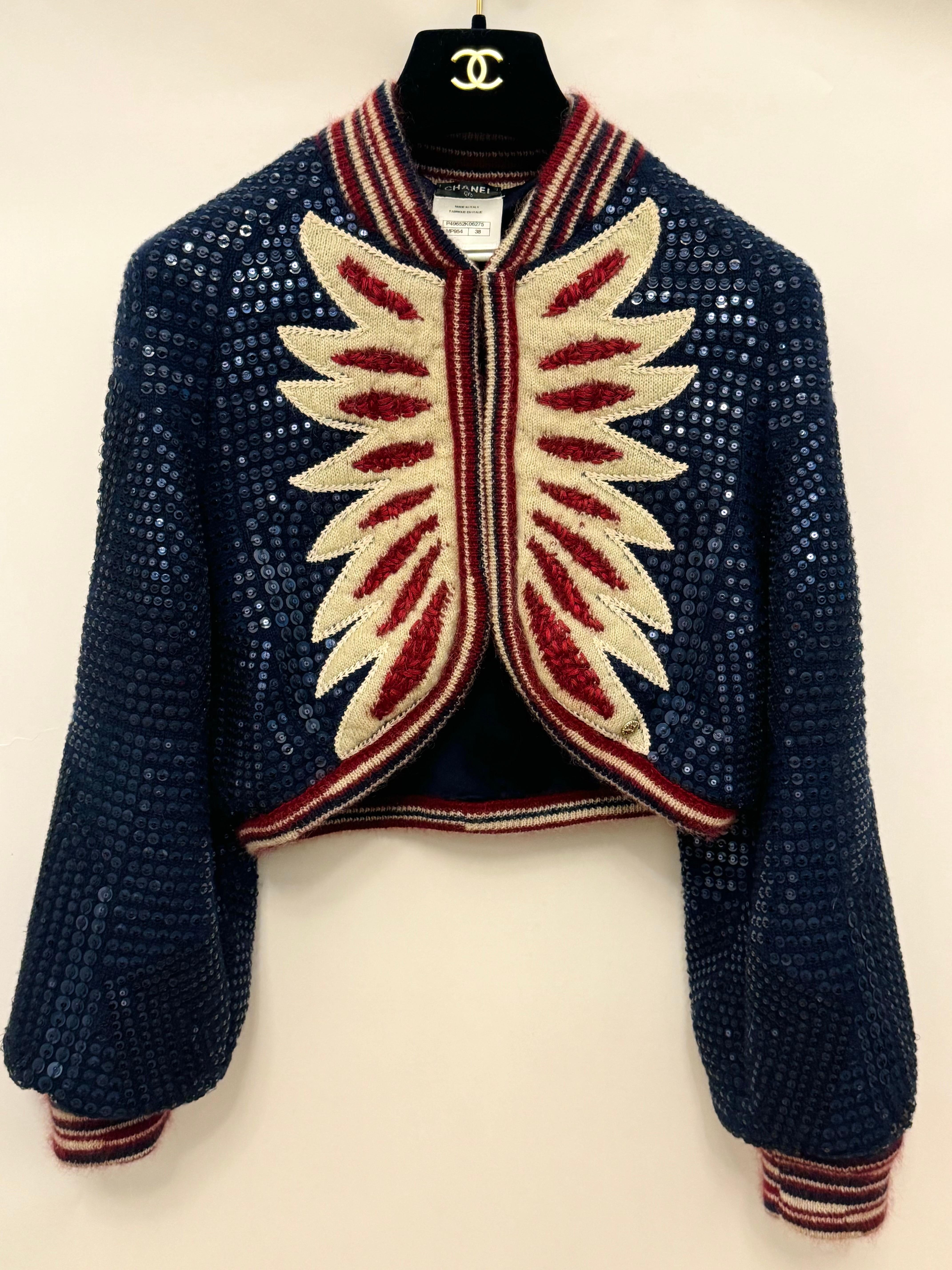 Rara giacca con paillettes Chanel métiers d'art Paris Dallas 2014 In condizioni ottime in vendita a PARIS, FR